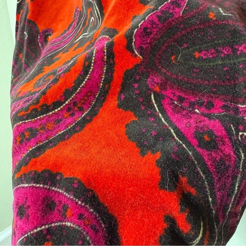 Talbots Orange Velvet Paisley Skirt Size 8 - Picture 3 of 7